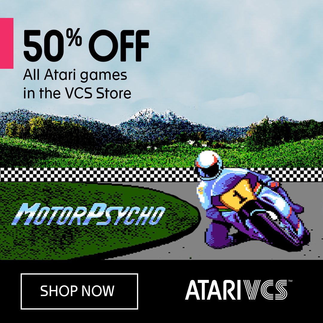 atari's tweet photo. It pays to have a VCS! 🤑 All Atari games are 50% off with the discount code Atari50 on our consoles. https://t.co/Hl002j6fEZ