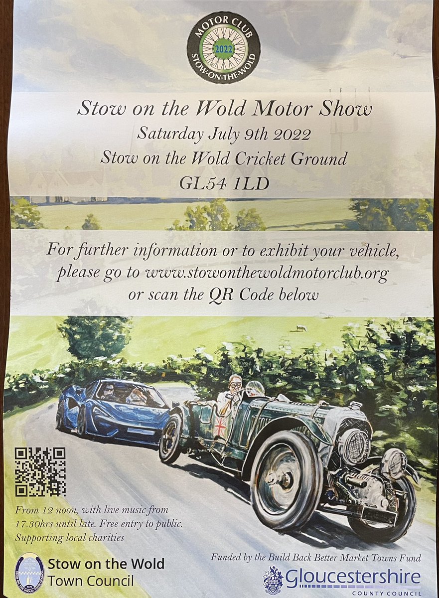 This coming Saturday 9th July 2022 #stowonthewold #motorshow #classiccars