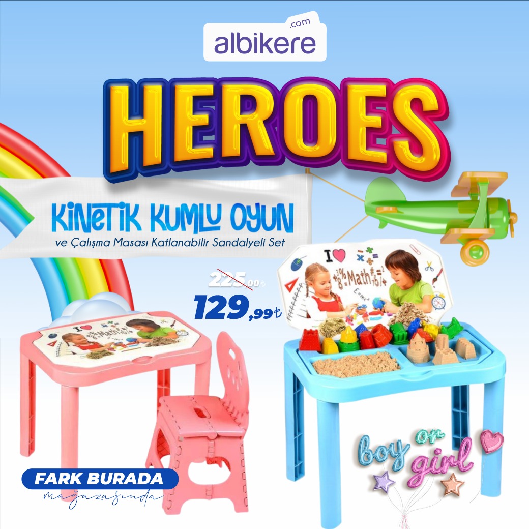Heroes kinetik kumlu oyun ve çalışma masası katlanabilir sandalyeli set Fark burada mağazasında, 225 tl yerine sadece 129,99 tl 😍
İki farklı renk seçeneğiyle sizleri bekliyor☺
Bayrama özel kampanyayı kaçırma!
.
.
.
#albikere #albikerenoktakom #albikerecom #kum #kinetikkum