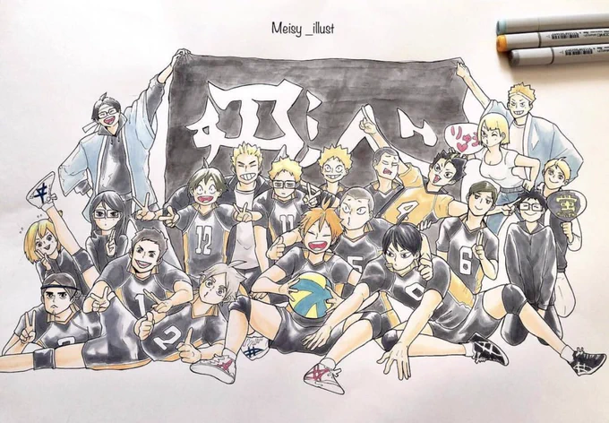 模写2枚と創作2枚✨
大人数頑張った!
今、A2サイズで劇団ハイキューの33人の集合イラストを描いてます。
ペン✒️の作業は終了したので
あとは水彩で着彩してきます💪😤
 #2022年自分が選ぶ今年上半期の4枚 