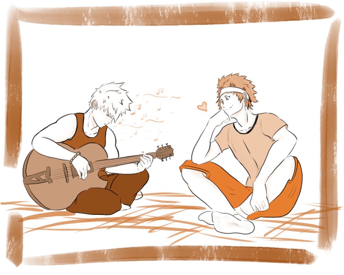 2Nikiangel's tweet photo. [#BNHAPrideMonth2022 | @BNHAPrideMonth]
[SFW | Day 13 - Serenades]

“Wow,” Kirishima breathed, “That sounded beautiful, Bakugou,” he complimented his friend.

“Of course. I wrote it.”

#kiribaku #krbk https://t.co/ZyRVVSMS3r