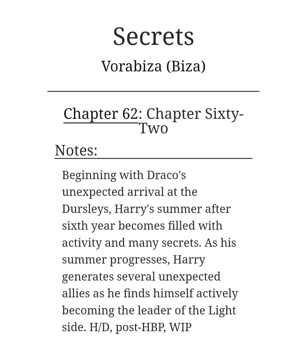 maryys_wz's tweet photo. Secrets by vorabiza (Biza) on Ao3 with 395k words: good read, nice scenes. liked it :) #drarry #drarryfic https://t.co/4joRuk2DUJ