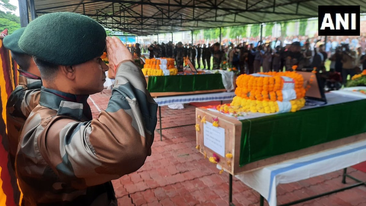 Bagdogra Airport,Siliguri| Mortal remains of 14 Army personnel sent to their home stations by 2 IAF Aircraft&army helicopters with full military honours.Tribute paid to 6 officials among 11 casualties in Noney landslides. They belonged to Territorial Army's infantry 107 battalion