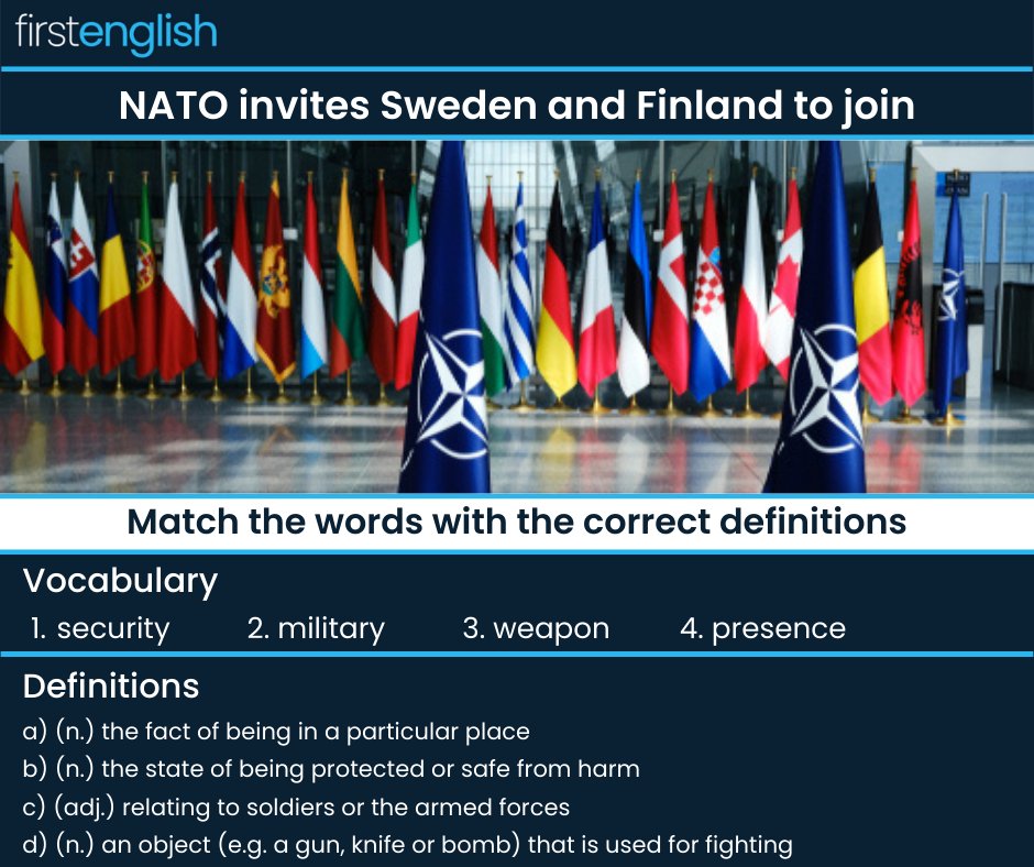 First_English's tweet photo. Test your vocabulary skills!

Write your answer in the comments below. 

QUESTIONS ABOUT THIS EXERCISE? 
Write them in the comments below. We're here to help!
#EnglishOnline #Vocabulary #LearnEnglish #SpeakEnglish https://t.co/AUbelRGzyY