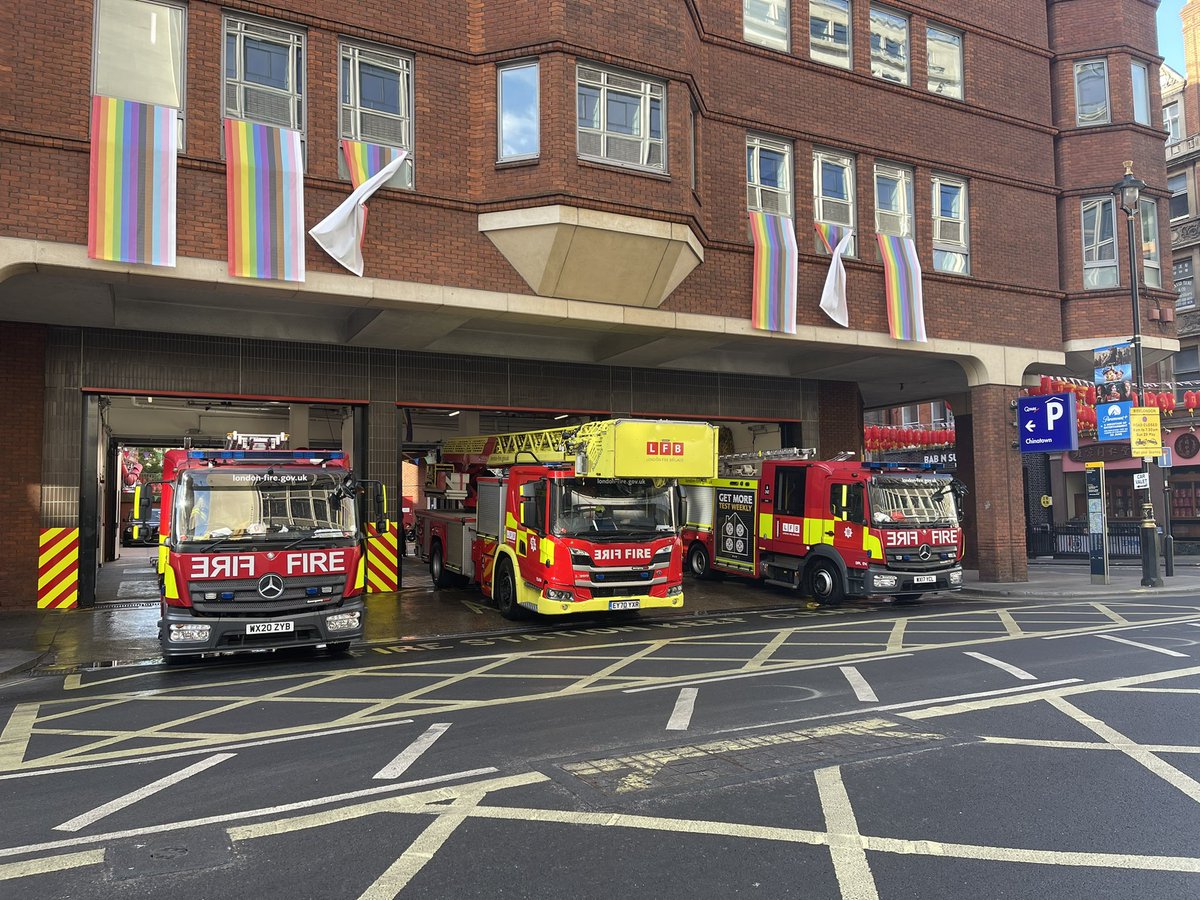 Early morning preparations and wash down of A241,242 and 243. All ready for Pride!! <a href="/LondonFire/">London Fire Brigade</a> <a href="/PrideInLondon/">Pride in London</a> our doors will be open to the public from 1pm, make sure you pop in!