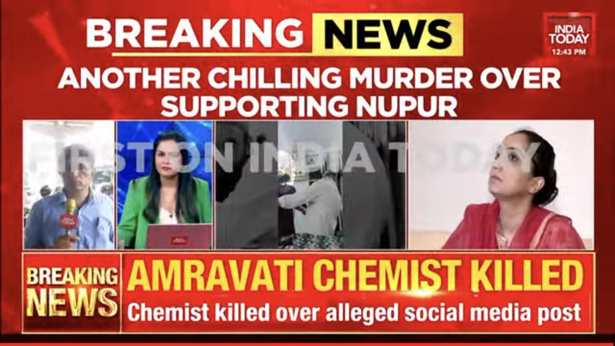 54-year-old chemist killed in Amravati, Maharashtra reportedly over social media post supporting Nupur Sharma. Crime happened last month, has come to light now during arrests and investigations. Five arrested. Details on @IndiaToday: youtu.be/lyeyoqwXm5o