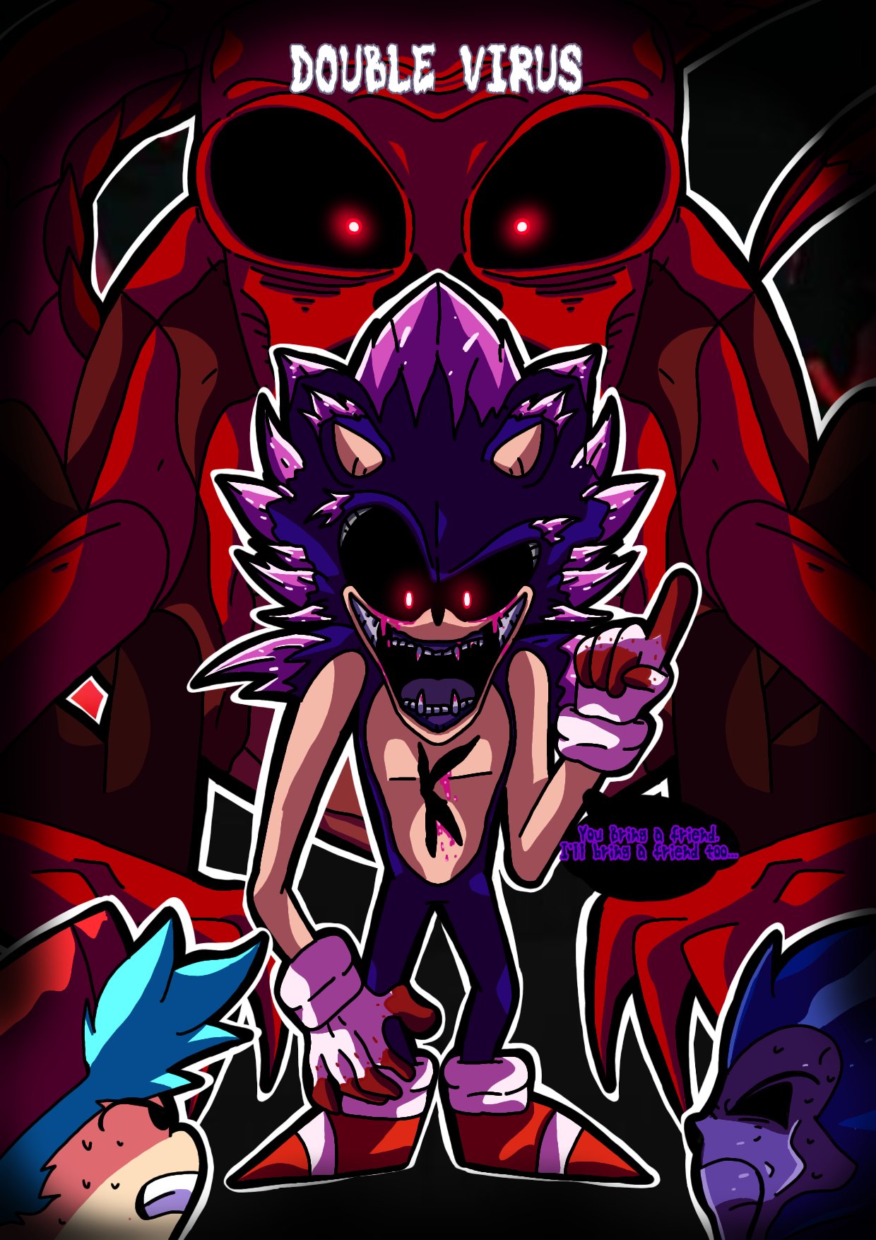 WildFox87 on X: I seems Sonic.exe got himself a partner to help him out  against BF and Majin!!🔥 #fridaynightfunkin #FNF #TripleTrouble #Sonicexe  #Red #GodzillaNES #BF #Boyfriend #MajinSonic #XenophanesSonic #Creepypasta   / X