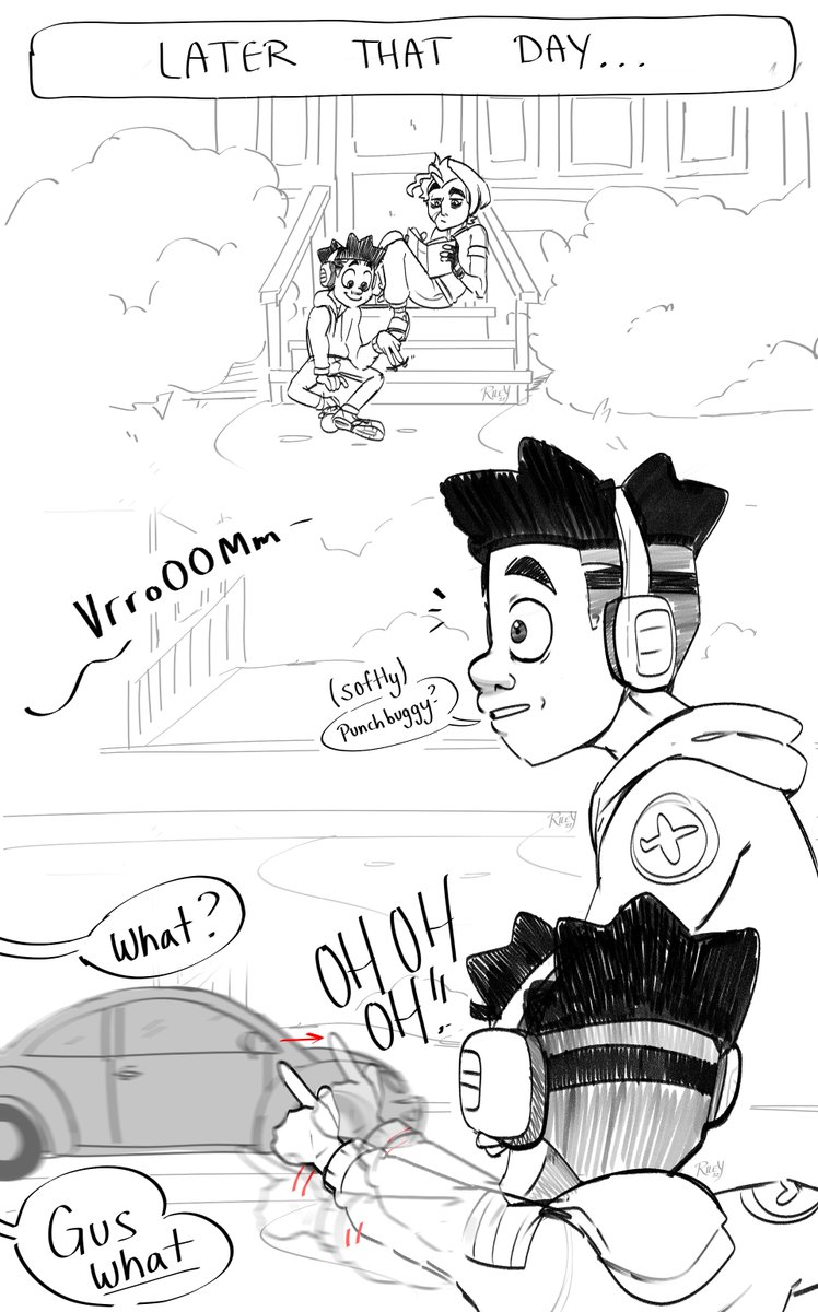 rileyclaws's tweet photo. Tried to think of a witty comment for this one but no it's just Luz teaching Gus about punchbuggy and its consequences 
#TheOwlHouse #TOH #tohfanart https://t.co/4IMPqwYlWr