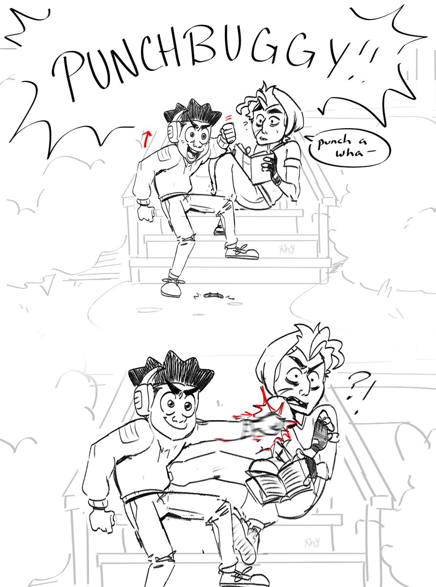 rileyclaws's tweet photo. Tried to think of a witty comment for this one but no it's just Luz teaching Gus about punchbuggy and its consequences 
#TheOwlHouse #TOH #tohfanart https://t.co/4IMPqwYlWr