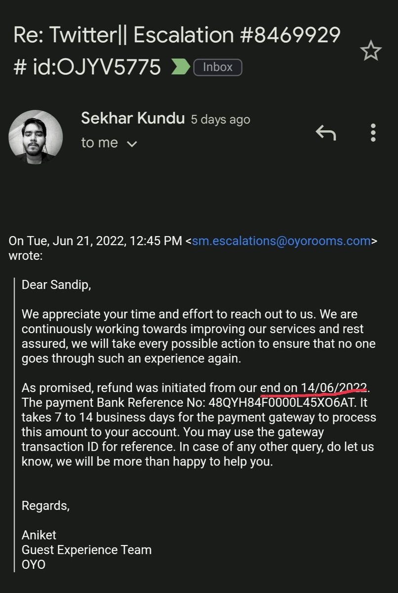 Sandip123_kundu's tweet image. @OYO4U @riteshagar @oyorooms 
Booking id:OJYV5775
WHAT IS WRONG WITH OYO?
More than 15 days have passed and I&apos;m still waiting for the refund.
Your emails are MISLEADING, CONFUSING, and CONTRADICTORY. What message are you guys trying to convey towards your customers? #fasterrefund
