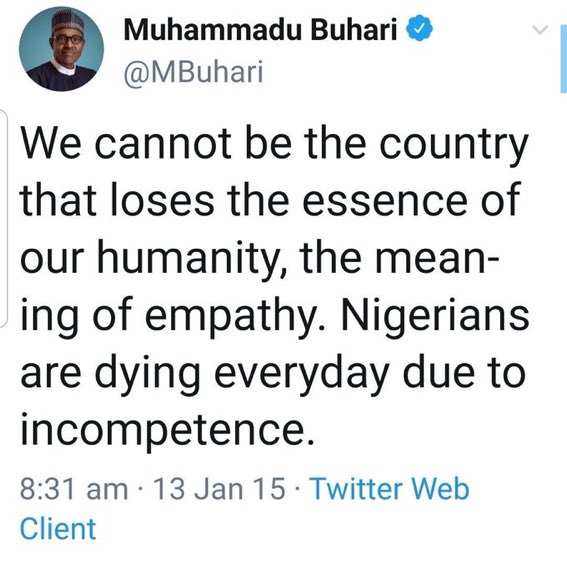 As far as I am concerned. This 👇 MBuhari that said this in 2015 is not the one now in aso rock. #IStandWithNnamdiKanu