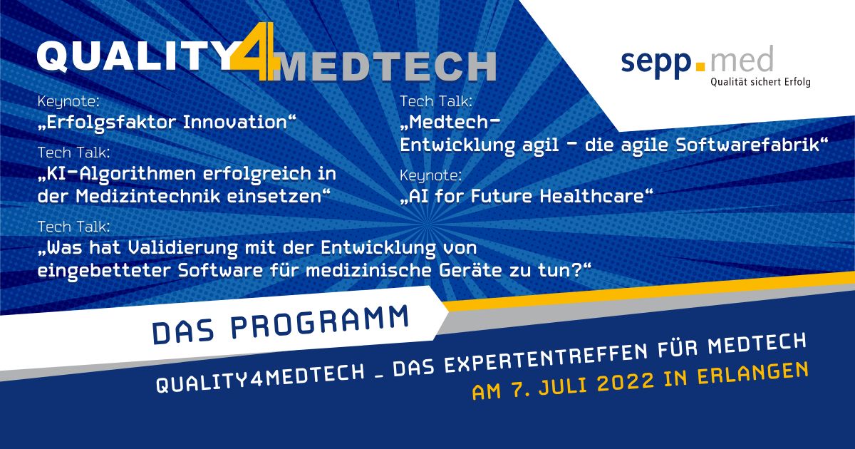 seppmedgmbh's tweet photo. Für das Expertentreffen #Quality4Medtech konnten wir mit Prof. Dr. Reinhardt und Prof. Dr. Eskofier zwei international anerkannte Keynote-Speaker gewinnen. Seien Sie live dabei! ▶️ Jetzt anmelden! https://t.co/DgIubzOAci Die Teilnehmerzahl ist limitiert. #Medtech #Software #Event https://t.co/83wqbq0JgK