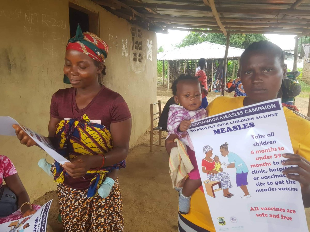LiberiaRedCross's tweet photo. @LIBERIANREDCROSS We’re creating awareness for mass #measlesvaccination especially for people at higher risk such as unvaccinated children under five, pregnant and lactating women, the elderly, and people with special needs. Thanks @EU_Commision for the support through the #ifrc. https://t.co/w1aw8oNoqJ