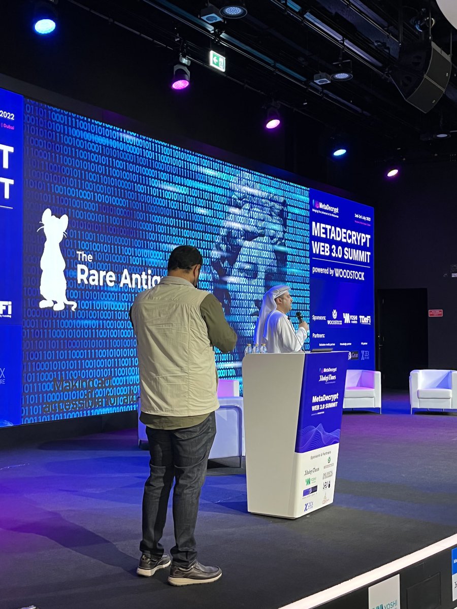 janeathomason's tweet image. Yes! ⁦@drmarwan⁩ talking about rare antiquities token at #Metadecrypt #Dubai  - the possibilities are immense with the #Metaverse !