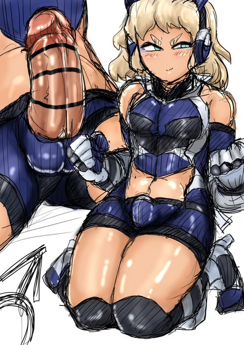 #男の娘
🔞シンフォギアのコスプレ女装男子イラスト♂過去絵・・・ハイレグの、真ん中もっこり舘ひろし 