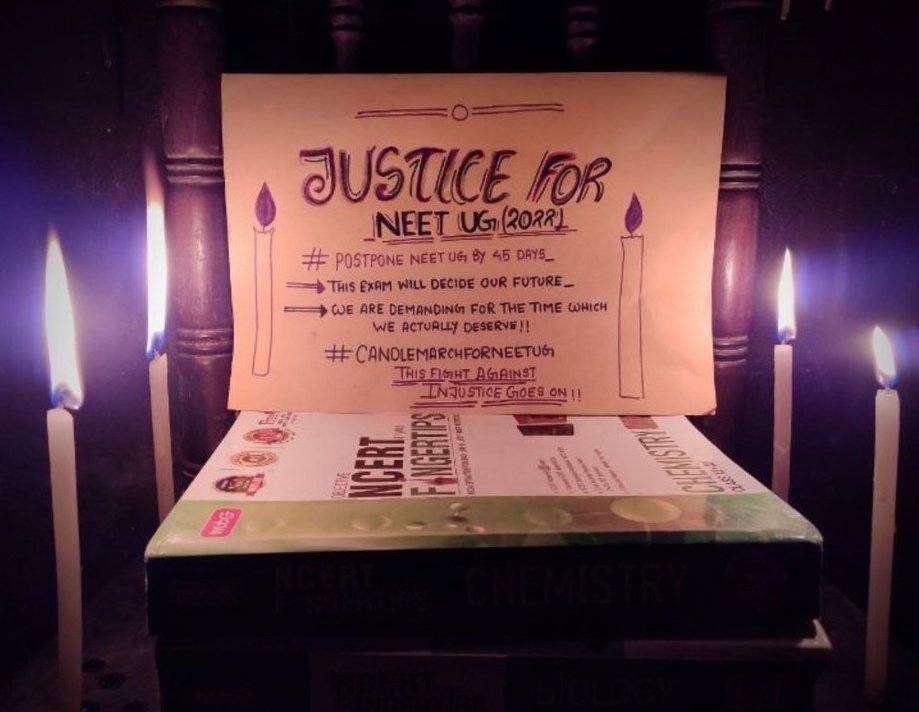AIJNSA_official's tweet photo. #CandleOfSupportForNEETUG
Delayed counseling,
Delayed declaration of exam date ,
Many exams are scheduled together in July,
are the reasons why Aspirants chose to light a candle 🕯️ as a gesture of peaceful protest
#CandleMarchForNEETUG https://t.co/y2K4JtfWk2