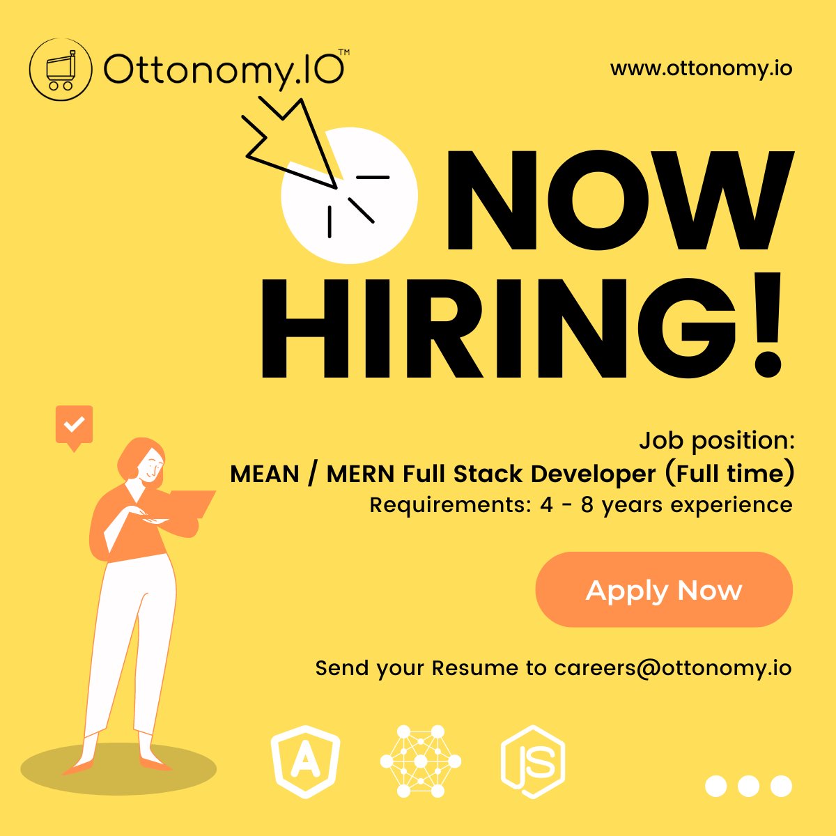 Ottonomy_IO's tweet photo. We're #hiring Full stack developers to join our team.
Please share if know anyone who might be interested?
Apply here: https://t.co/XtGAHY6gh1
or send an email to careers@ottonomy.io #HiringAlert 
#robotics #autonomousvehicles #ottonomyio #Hiring https://t.co/eQvlNDEKLf