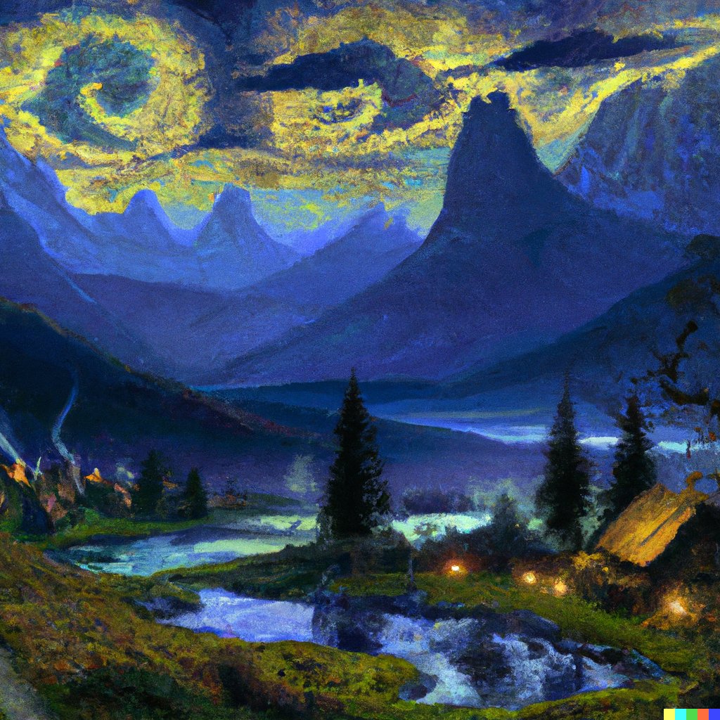 Haaars's tweet photo. If Vincent van Gogh painted Skyrim. #dalle https://t.co/lCByumXKly