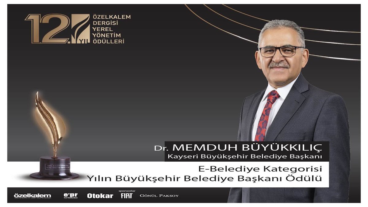 ozelkalemdergi's tweet photo. ✨Yılın Büyükşehir  Belediye Başkanı
✨Kayseri Büyükşehir Belediye Başkanı | Dr. Memduh Büyükkılıç
✨ 7 Haziran 2022 | CRR Konser Salonu
#özelkalemdergisiyerelyönetimödülleri #onlardünyanınalkışınıhakettiler #ödültöreni #otokar #fiat 
https://t.co/fgF0Wi3SgM @YouTube aracılığıyla https://t.co/eNX69bxq77