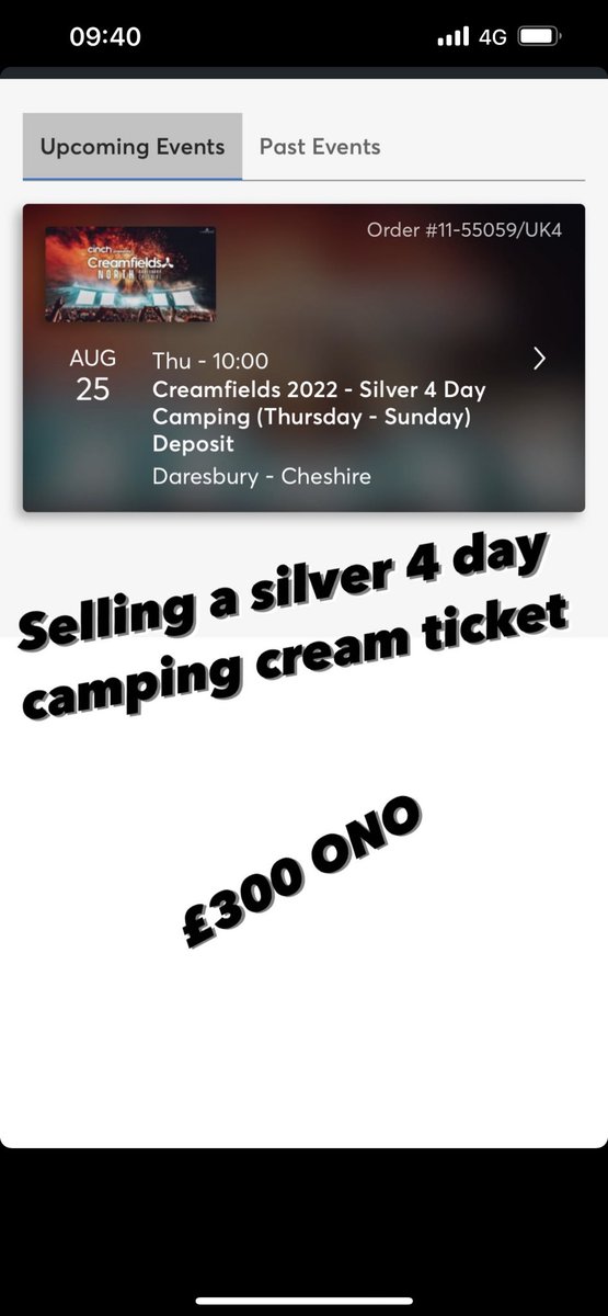 JordanHenzie's tweet photo. Silver 4 day camping creamfields ticket for sale https://t.co/3WYvzzINkR
