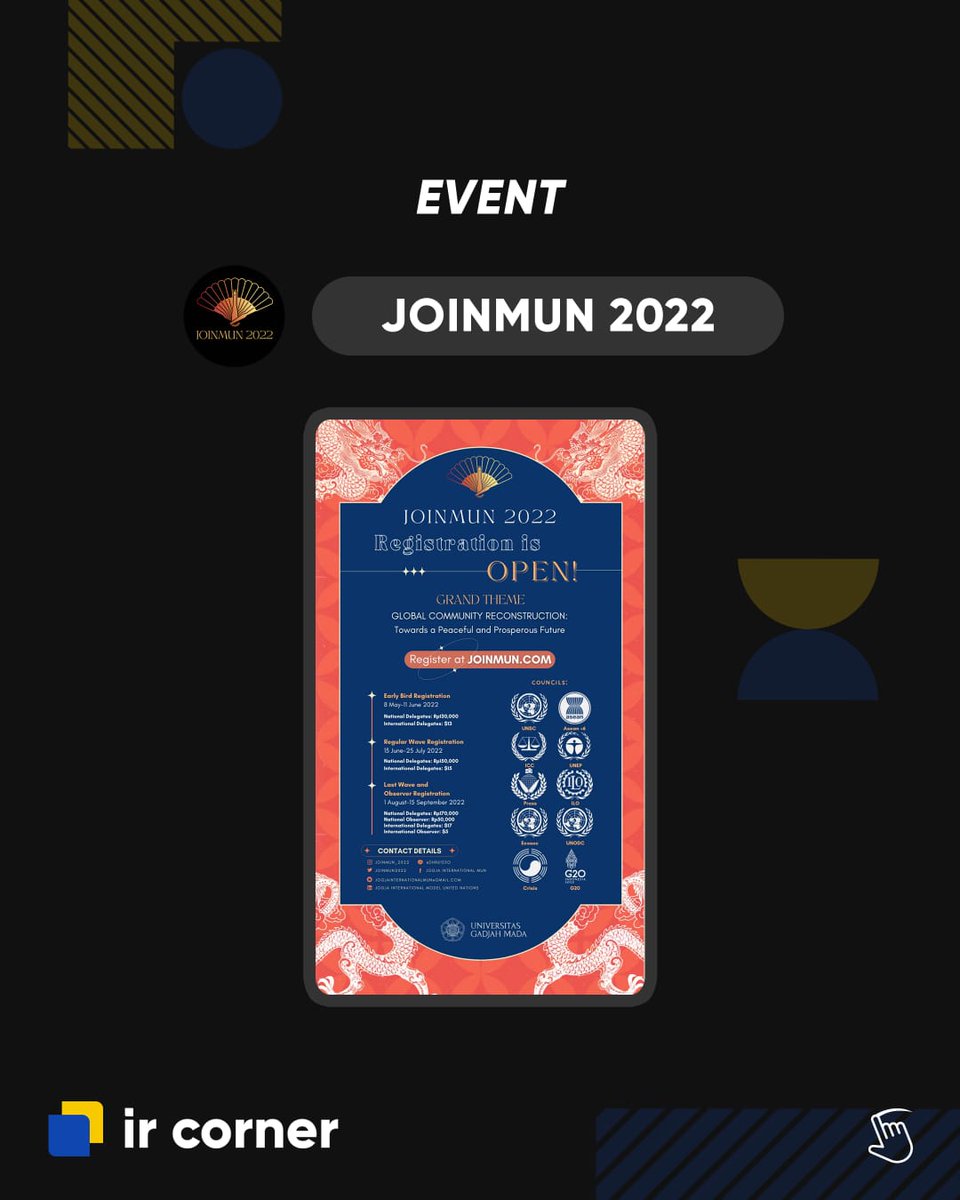 ir_corner's tweet photo. [NORMAL WAVE REGISTRATION IS NOW OPEN!]

Greetings, future delegates!
To satisfy your enthusiasm, we’re thrilled to announce another phase of registration, REGULAR WAVE! This is the perfect opportunity to register if you missed the chance to do so during our Early Bird Wave. https://t.co/TK3Osx2lUG