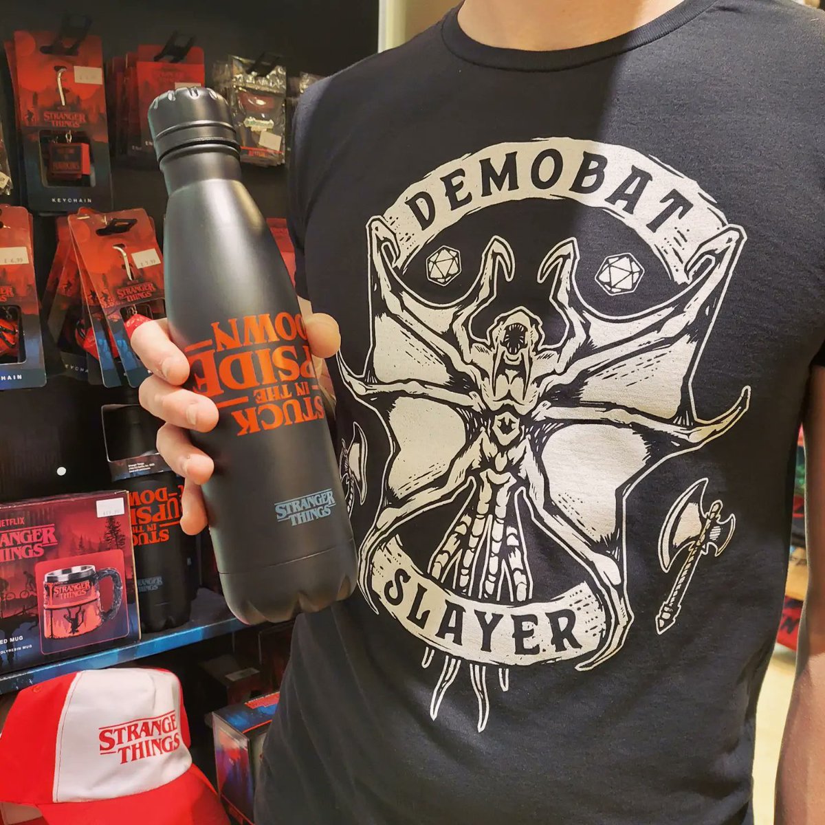 TVMCardiff's tweet photo. Okay, who's seen the final two episodes of #StrangerThings and didn't want it to end?

We can keep the excitement alive a while longer with NEW MERCH! Whether you're a Demobat Slayer or an avid D&amp;D player, we got everything you could ever imagine. 🤯 https://t.co/tWycEHvvze