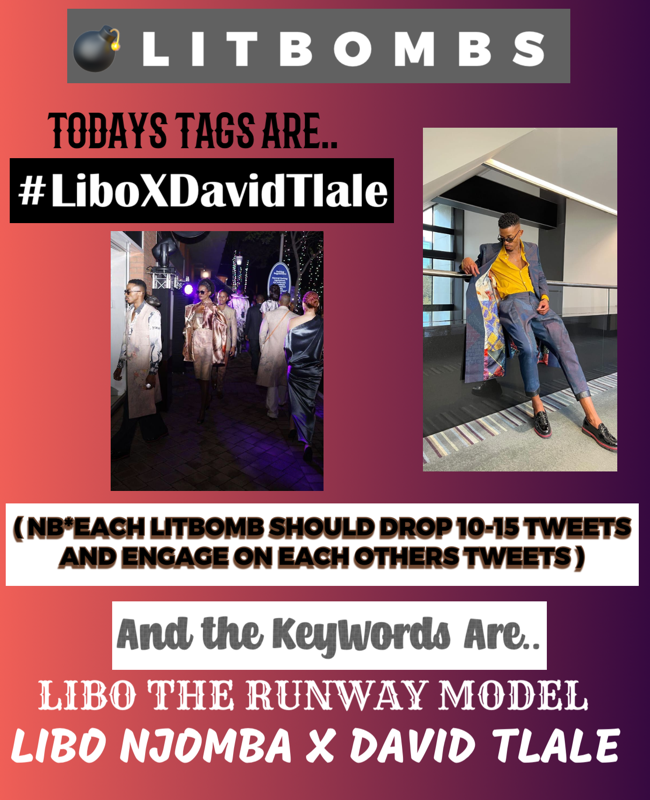 EmihleFungani's tweet photo. Lets Make the most from the Hashtag and the keywords today we celebrating the success of the runway yesterday 😎❤️🥺
#LiboXDavidTlale 
LIBO THE RUNWAY MODEL 
LIBO NJOMBA X DAVID TLALE https://t.co/HrDLf2uvQ4