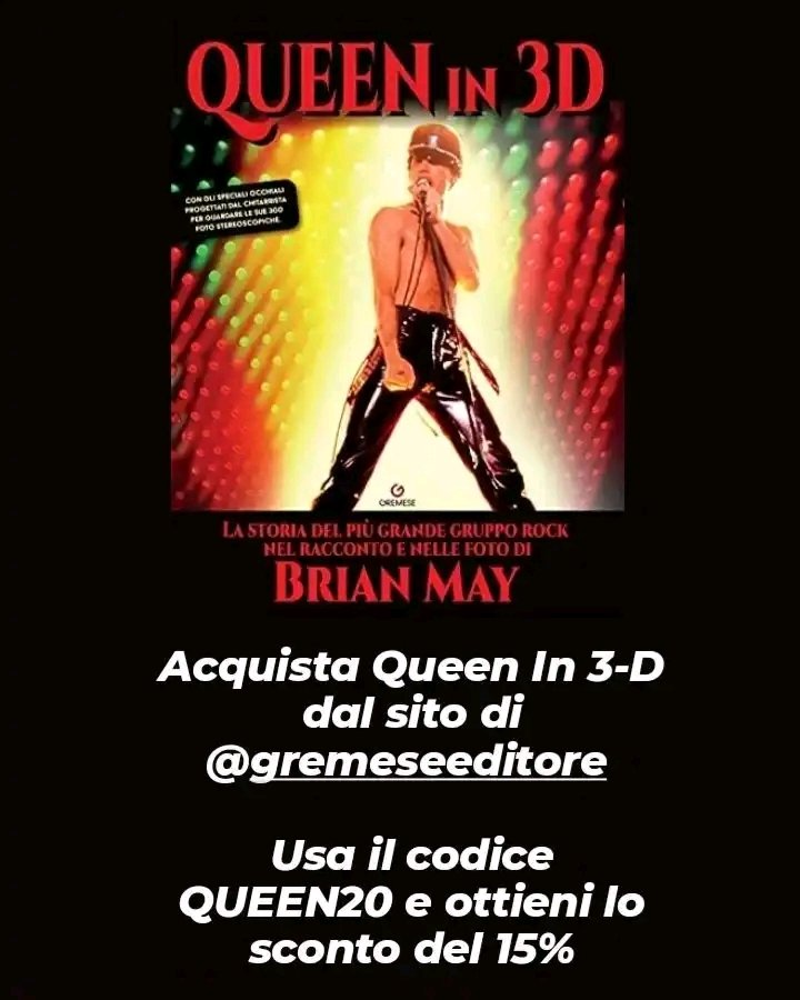 Queen4everBlog's tweet photo. Acquista #queenin3d di #brianmay con il codice QUEEN20 dal sito @gremese e ottieni lo sconto del 15% https://t.co/U1UWLooe7C