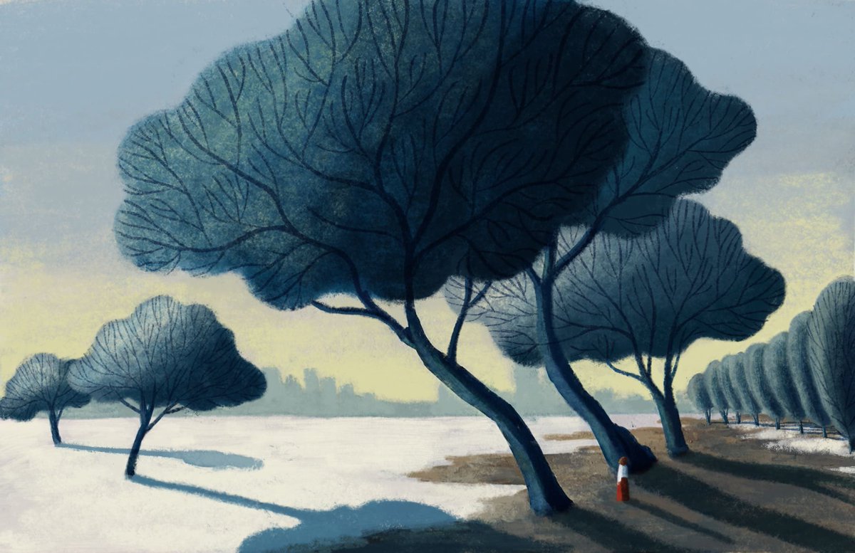 _clarcat's tweet photo. ‘Winter Morning’ — can you smell the cold? Is it peppermint? Or was that a whiff of eucalyptus? You can hear the wind howling, branches creaking, the sharp bird calls… https://t.co/JbteTYJmer