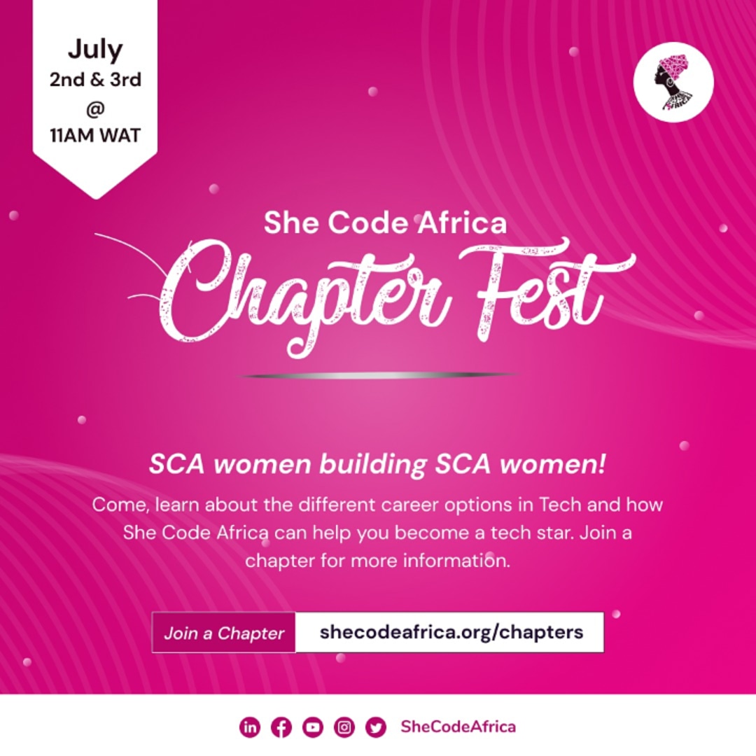 SCAUniibadan's tweet photo. It's that time of the year again 🎊🥳
she Code Africa chapter fest ☺️☺️🎊🥳

We can't wait to see y"all❤️❤️
Time: 11am WAT
Venue: YouTube https://t.co/02oKrDZ3XI

#SCAchapterfest #sca #SCAUI https://t.co/PG9WR5EQt1 #womenintech https://t.co/39jOLuzWzp