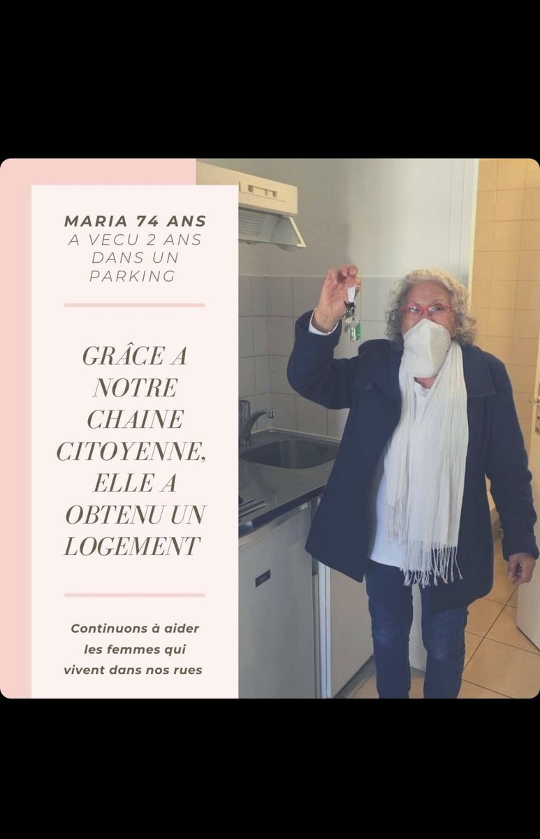 Après 2ans de parking, Marie n’est plus sdf grâce à la chaîne citoyenne 🙏🇫🇷 410 300 citoyens regroupés ds ma pétition, 9000 ici et 4000 total de mes 2 comptes insta 😍
À nous tous, on arrive à réparer quelques vies …fière d’être française, Merci 🙏