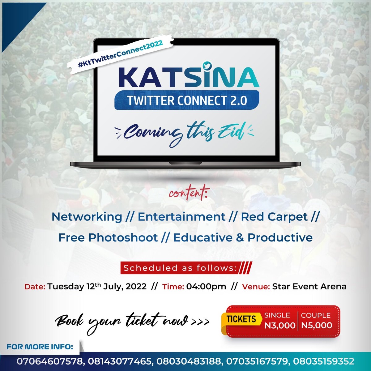 Miqdad_Jnr's tweet photo. The #KtTwitterConnect2022 is ten days away, It’s going to be entertaining,educative and fun 🤩 quickly grab your tickets now. https://t.co/ty9nyBExYo