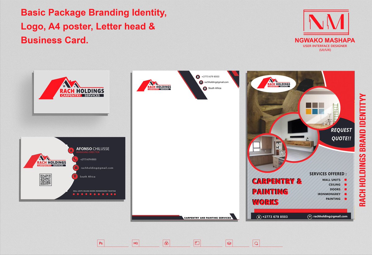 Mashapanr's tweet photo. BASIC BRAND IDENTITY DESIGN.
Small Affordable Marketing Graphics To Help Promote Your Business.
Call/Whatsapp :064 9861724/063 211 0751
#Nota #Mihlali #KendrickLamar #durbanjuly2022 #DataAssemblief #NZLvIRE #logotype #LoadsheddingStage6 | Durban July | All Blacks | Stage 6 https://t.co/vY08hcnIak