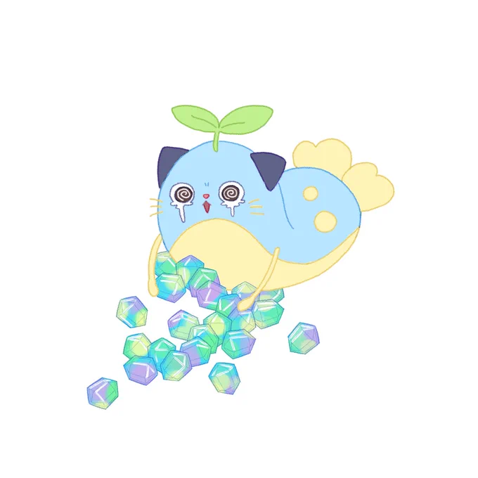 石を集めるまめねこ 