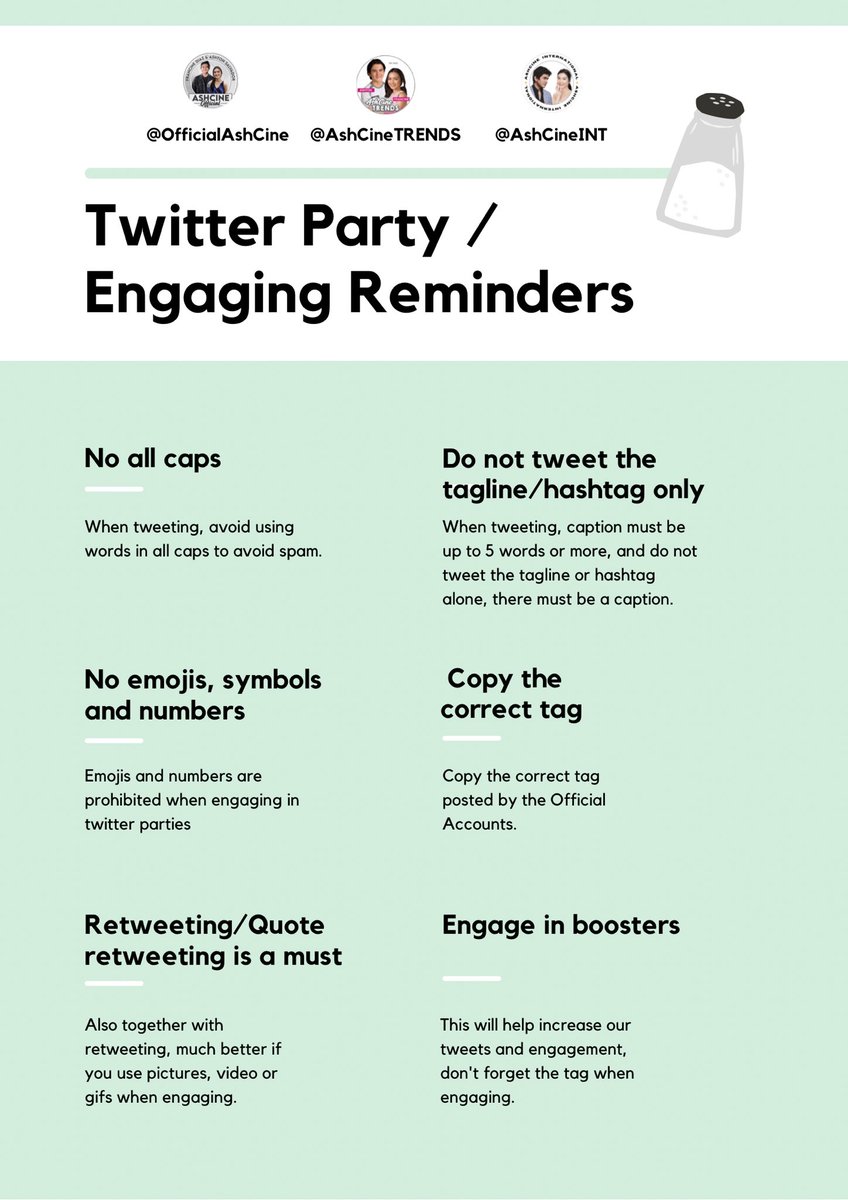 OfficialAshCine's tweet photo. Hello salties! Please be reminded of these rules and guidelines when engaging during twitter parties, let us follow these in order to have a successful twitter party! Thank you for your participation and cooperation, let us keep the tweets coming! 

#AshCine https://t.co/S2KazktJQy