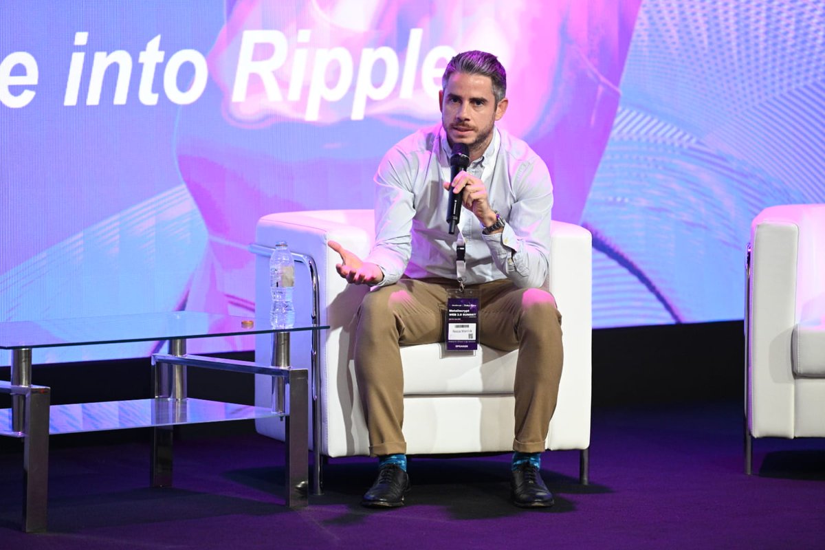 khaleejtimes's tweet image. &quot;We want to engage with regulators, banks, and our partners in the region to explore opportunities,&quot; said Reece Merrick, Senior Director, Global Strategic Relationships at @Ripple at the #MetaDecrypt Web 3.0 Summit in #Dubai

Photo: Neeraj Murali / KT 

#MetaDecrypt2022 #UAE