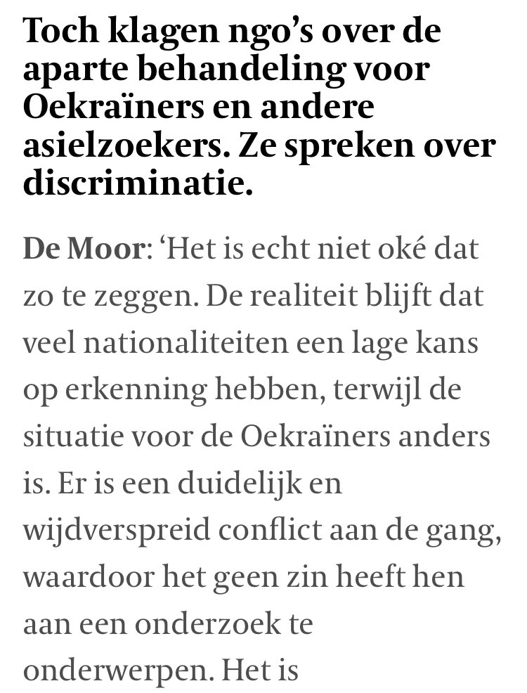 En laat dit nu nét het probleem zijn waar de ngo’s (en experten mensenrechten met hen) op wijzen: de ene nationaliteit is blijkbaar de andere niet, het ene conflict is blijkbaar het andere niet … #immigratie #discriminatie