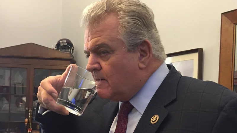 After Pope Francis delivers an address to the US Congress, Congressman Bob Brady steals his glass, takes it back to his office, and finishes the pope’s water (2015)