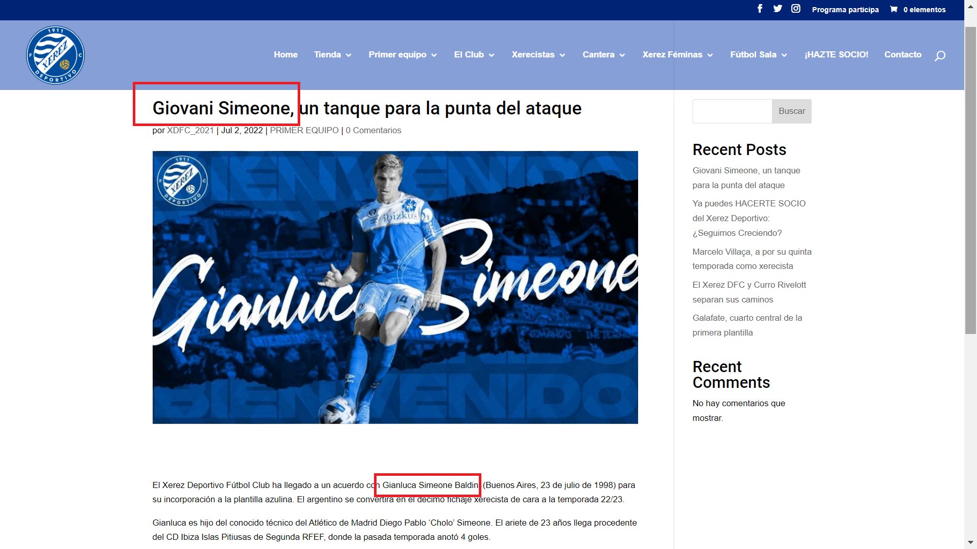 El lío del Xerez DFC con el fichaje de Gianluca Simeone.