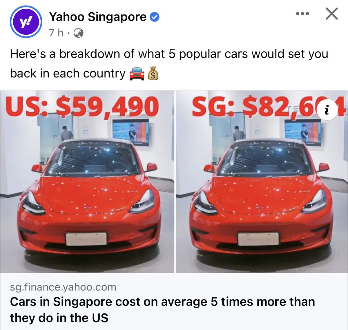 mrbrown's tweet photo. This kind of article about how expensive cars are in Singapore is like saying the sky is blue.

We know liao lah. It is expensive. It has been so for decades. That COE alone is already S$100k. What’s there to compare?

“Breaking: Water is wet.” https://t.co/ZMPbwvyMpM