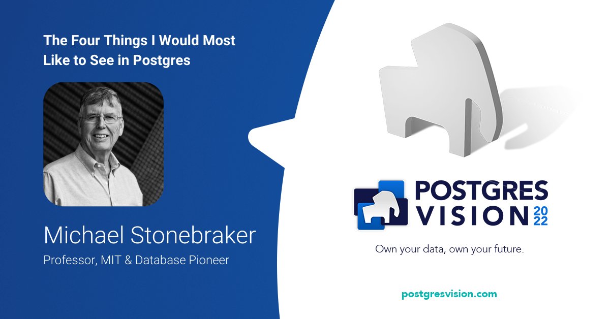 MohsinEjaz's tweet photo. Missed out on watching Michael Stonebraker live at #PostgresVision2022?
Don't worry, now you can watch the recording! 👉 https://t.co/pjnJPF7Biy
#PostgreSQL #OpenSource #Tech #Database
#PowerToPostgres https://t.co/HdTbcnIhwk