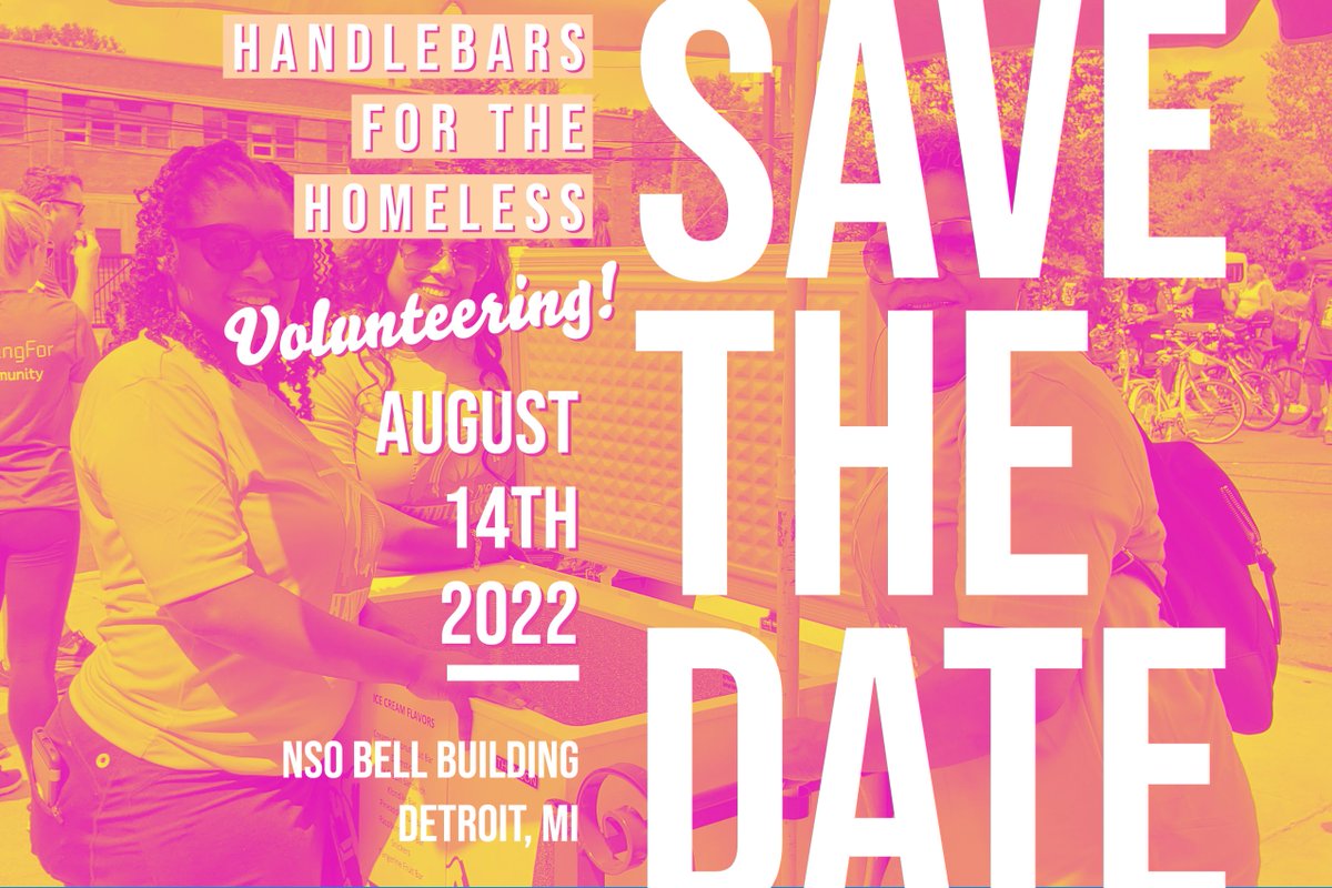 BYPDetroit's tweet photo. We're excited to announce NSO be returning to an in-person ride for Handlebars for the Homeless 2022. Come volunteer with us! Save the date. https://t.co/JdeQBp8212