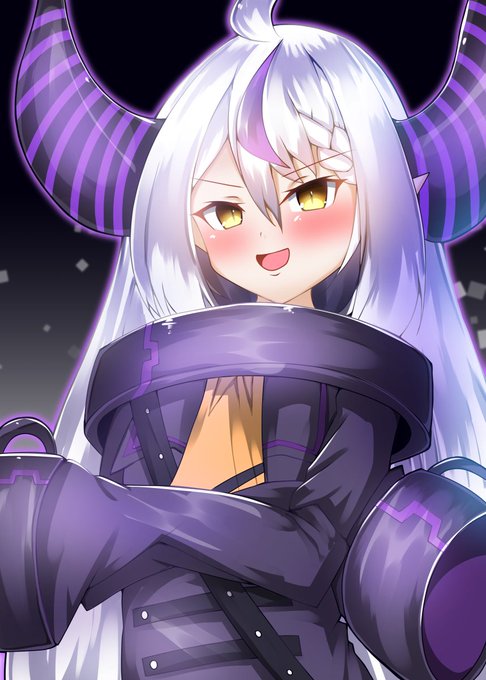 『刮目せよ!!!』
 #ホロライブ 
 #ラプラス・ダークネス 
 #laplus_artdesu 
線画の粗さが目立ったので、色トレスをしっかりしたものを再掲!! 