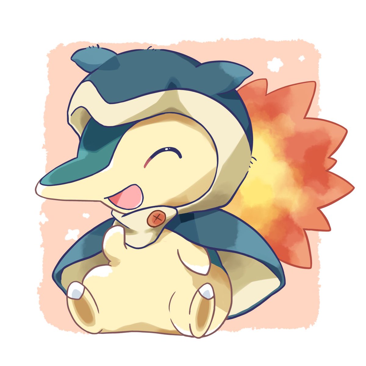 cyndaquil no humans closed eyes pokemon (creature) open mouth solo smile sitting  illustration images