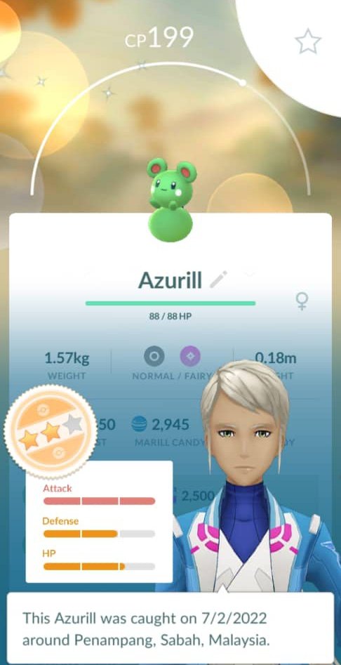 Dachril_L's tweet photo. Done with evening walk and 5km egg hatching. To my surprised I get shiny Azurill. 

I love shiny water Pokémon 😁

#pokemongo 
#pokemongosabah 
#Shinyhatch 
#ShinyAzurill 
#Groundplayer 
#TeamMystic https://t.co/gdo9ancmzK