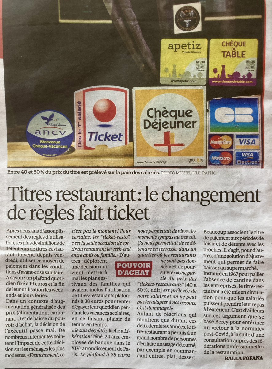 FRemongin's tweet photo. #PouvoirdAchat Fin du plafond à 38 € pour les Titres #Restaurant: une décision du @gouvernementFR @Economie_Gouv peu justifiable et pas très logique 🤨 dans le contexte actuel!

#TitreRestaurant #TicketResto #EdenRed #ChèqueDéjeuner #ChequeVacances #Economie #Inflation #Addition https://t.co/Mp5BcuKgf6