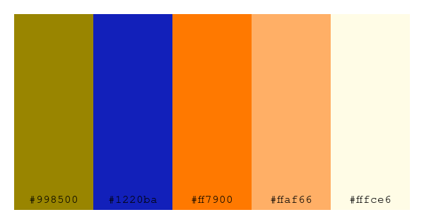 ColPaletteBot's tweet photo. Beep beep, here's a pretty color palette for you!
color-scheme.js parameters used:
- hue: 251
- variation: hard
- colors: #998500, #1220ba, #ff7900, #ffaf66, #fffce6
Have a lovely day!
#twitterbot #colorpalette #colors #palette #prettycolors https://t.co/YsFbebNqft