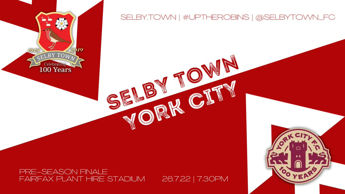 Selby Town FC (@selbytown_fc) on Twitter photo Pre-Season | We are pleased to confirm that our final pre-season fixture of 2022 will come against <a href="/YorkCityFC/">York City FC</a>
Fixture info: selby.town/fixtures
Further details regarding this HUGE event with our neighbours will be released in due course.
#NCEL #UptheRobins Pre-Season | We are pleased to confirm that our final pre-season fixture of 2022 will come against <a href="/YorkCityFC/">York City FC</a>
Fixture info: selby.town/fixtures
Further details regarding this HUGE event with our neighbours will be released in due course.
#NCEL #UptheRobins