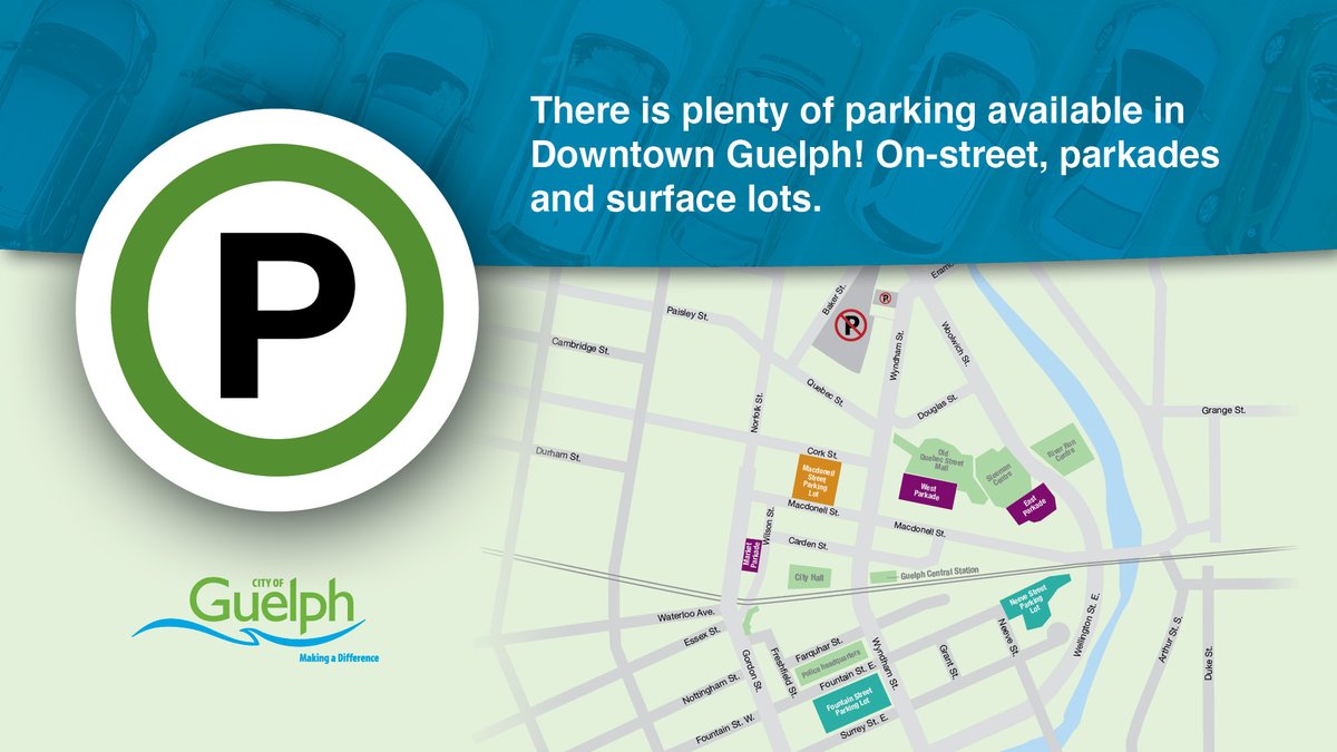 cityofguelph's tweet photo. Are you heading to the @GuelphFarmerMKT and need a place to park? Stop circling and head to the Market Parkade - it's $3.00 for the entire day! https://t.co/oncXzJ5LfL