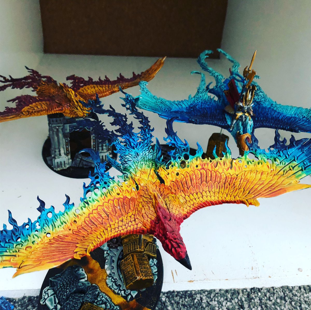 Eatbats_Alex's tweet photo. Seeing the trend for #fabulousmarines helping beat back the vile side of the hobby I give you my Pride Phoenix #Pride2022 #hobbyforall #WarhammerCommunity #warcomteam https://t.co/j0U3W6kmDQ